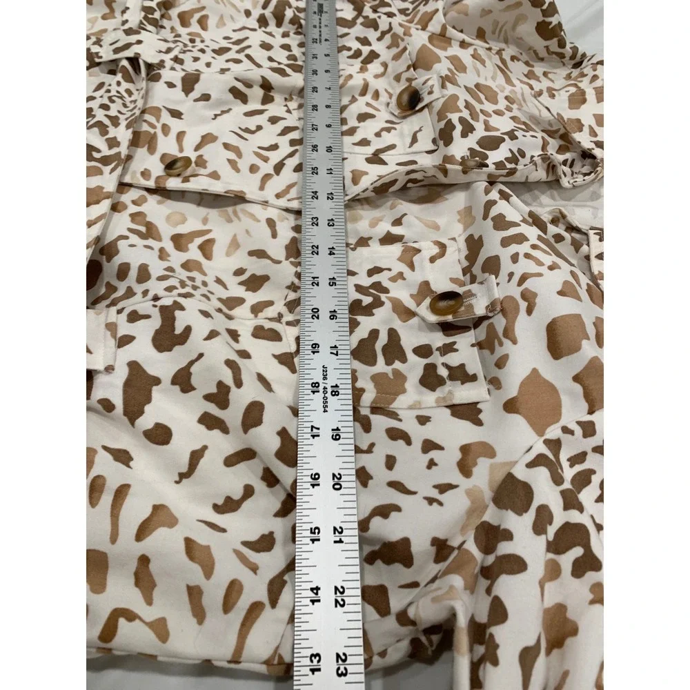 Susan Bristol Vtg Animal Print Safari Jacket Giraffe Leopard Belted Utility sz18